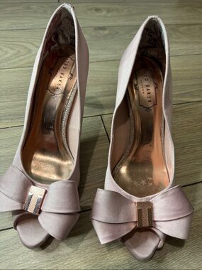 Ted Baker Blush Pink Bow Peep-Toe Heels